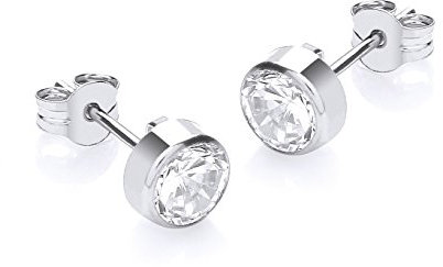 CARISSIMA Women's 9ct White Gold 5mm Round Cubic Zirconia Stud Earrings