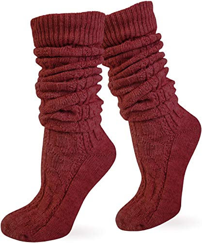 normani Original Trachtensocken Trachten Strümpfe Socken Natur Kniebundstrümpfe Pin Knopf Lang Kurz bis Übergröße Farbe Burgund lang Größe 39/42