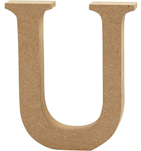 Creativ Deko-Buchstabe U aus MDF, 13 x 2 cm, Braun