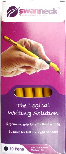 Swanneck Handwriting pen left-handed school pack 10 pen box yellow barrel black ink