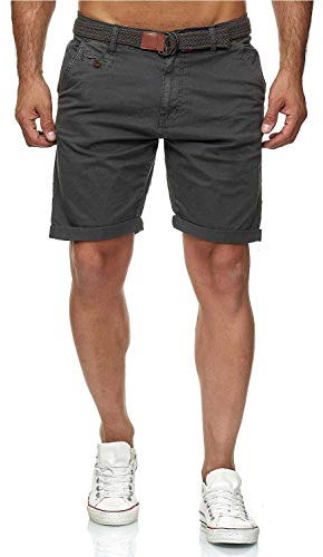 Indicode Conor - Bermuda da uomo con cintura, 100% cotone, vestibilità regolare Corvo M