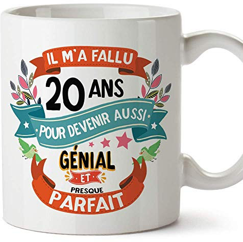 Mugffins Mug/Tasse Joyeux 20 Anniversaire - Il m'a Fallu 20 Ans pour Devenir Aussi Génial et Presque Parfait - Cadeau Original pour Homme et Femme