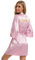 Vlazom Kimono In Raso da Donna,Camicie da Notte Sexy Elegante Scollo V con Cintura Tasche Abito Corto Accappatoi e Vestaglie da Sposa,M,B-Rosa Bruna