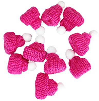 PRETYZOOM 10 Stück Miniatur Strickmützen Lollipop Mütze Lutscher Topper Rosig Mini Hut Puppenmütze Puppenhaus Puppenhut Christbaumschmuck DIY Handwerk Schmuck Basteln Schmuckanhänger Zubehör