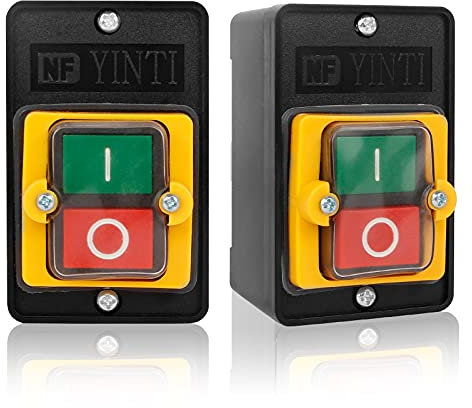 Pulsante Interruttore Macchina, 2 Pz Interruttori a Pulsante AC220V per Apparecchiature Meccaniche e Macchinari Tessili, Interruttore a Pulsante Può Controllare Direttamente il Motore (AC220V / 380V)