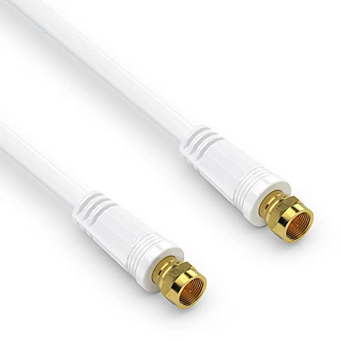 conecto Cable Antena Sat Cable coaxial Cable satélite TV 15,00m 4X blindado Conector F, para HDTV, Receptor, satélite, Dab, Radio, Blanco