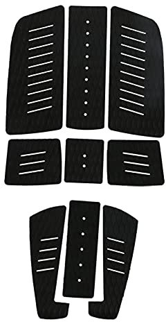 Deror 9-teiliges Eva Deck Traction Pad rutschfeste Surfbrettmatte Surf Tail Pad Matte für Longboard Paddle Board(Schwarz)