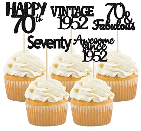 Gyufise 30 Stück Vintage 1951 Cupcake-Topper Awesome Since 1951 Kuchendekorationen Cheers to 70 Fabulous siebzig Cupcake Picks 70. Geburtstag Hochzeit Jahrestag Party Kuchen Dekorationen