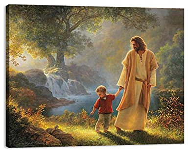 ZHONGYUTONG Jesus Hält Meine Hand Christliche Bilder Gerahmt Jesus Poster Leinwand Kunstdrucke Gemälde Morden Heimdekoration (40x60cm)