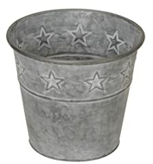 finehomegarden Topf Metall Sterne grau Vintage Ø22,5cm H19,5cm Zinkeimer Übertopf Pflanztopf Weihnachtsdeko Advent