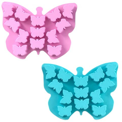Butterfly Ice Cube Molds (2 pcs) Craft Silicone Ice Cube Tray Shapes - Small Butterfly Molds for Cocktails & Chocolate