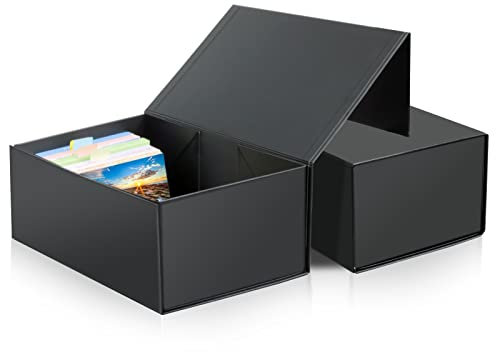 4X6 Index Card Holder, Index Card Storage Box 4 x 6 Inches, Fits 1200 Flash Cards - 2 Pack, Black