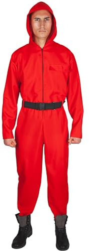 Wicked Costumes Adult Red Hooded Jumpsuit with Belt Fancy Dress Cosutme - Small
