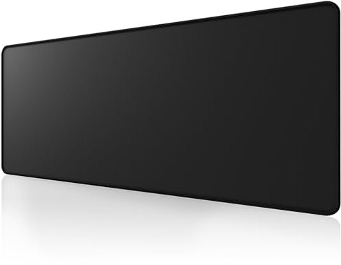 ALOANES Black Waterproof Desk Mat, Large Mouse Pad with Extended Mouse Mat, Office Desk Protector with Anti-Slip Base, Stitched Edge, Grain Jacquard Surface, Perfect for Gamer, Office & Home, 3XL