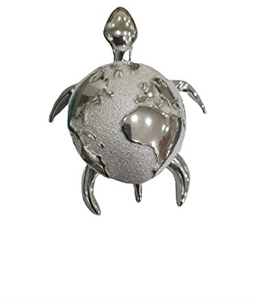 1 Schildkröten-Planisphäre, 11 x 9 cm, aus Harz mit dünner Silberfolie überzogen, inklusive Schachtel für Geschenk Horn Charms Glückspilze neapolitanische Amulette + 1 Schlüsselanhänger, taglia unica,