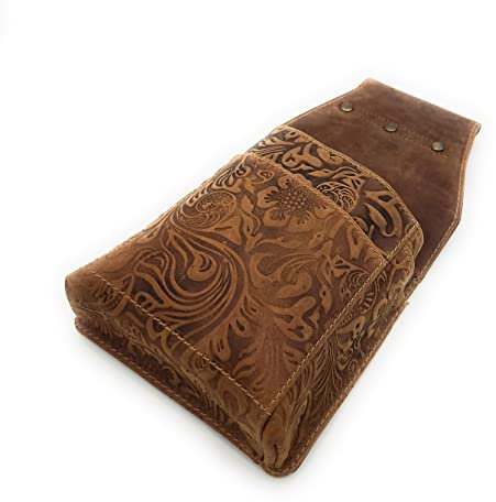 Feminine echt Leder Kellnertasche Kellner Holster Köcher geprägtes erhabenes, Florale Motive, Ranken und Blüten