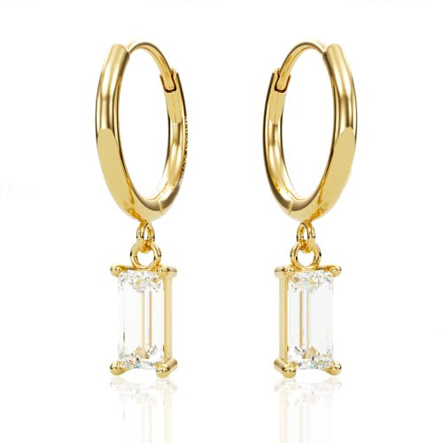 Maison Sophie ® Ohrringe Silber 925 Creolen Gold mit (buntem) Anhänger o. hängend | Wasserfester Schmuck Damen | Mehrfach vergoldet mit 18k für lange Haltbarkeit | Recyceltes Silber | Edles Geschenk