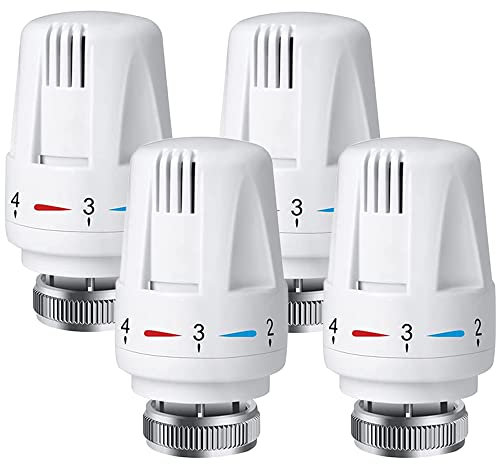 Xreuctop 4 Pieza Cabezal Termostatico, Cabezal Termostático Radiador, Termostato Válvula para Radiadores, M30 x 1.5 Cabezal de Termostato para Válvula de Radiador