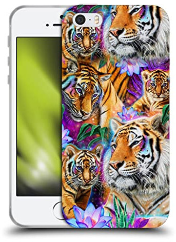 Head Case Designs Offizielle Sheena Pike Daydream Tiger Mit Blumen Große Katzen Soft Gel Handyhülle Hülle kompatibel mit Apple iPhone 5 / iPhone 5s / iPhone SE 2016