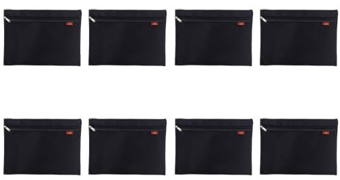 8 Stück A4 Netz-Datei-Reißverschlusstaschen, Ordner-Brieftaschen, Netz-Reißverschlusstasche, Nylon, transparent, Netztasche, wasserdicht, Doppelreißverschluss, für Schule, Büro, Reisen, schwarz