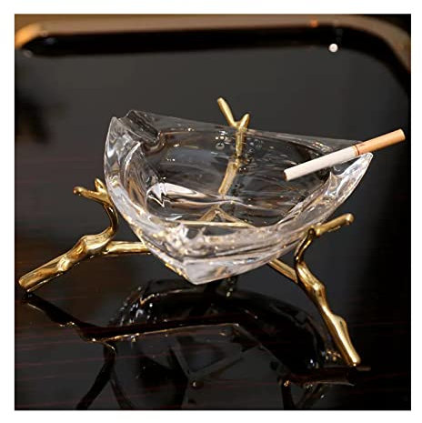 Ashtray Brass Modern Ashtray, Crystal Glass Triangle, Coffee Table, Living Room, Table Decoration, Study, Tea Room, Cigarette Ashtray Ash Holder for Smokers (Color : 001)