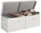 StorageWorks Storage Boxes with Lids, Extra Large Storage Boxes for Shelves, Decorative Fabric Baskets with Handles for Wardrobe Top Storage Organising Clothes, Mixing of Beige, White & Ivory, 2-Pack