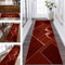 Teppich Läufer Lang Flur Küche rutschfest waschbar Küchenläufer Polyester 80X450CM Korridor Teppichläufer Rot Geometrisch Schlafzimmer Wohnzimmer Küchenteppich Meterware Teppichmatten Flurläufer