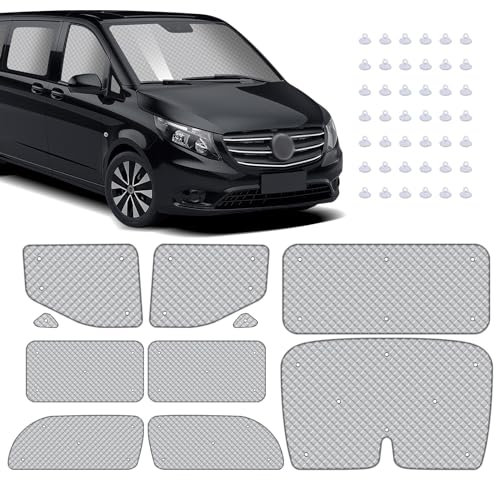 MaxEarn 10Stk Thermomatte passend für VITO II W639/Viano 2003-2014 LWB L2, Interne Auto Sonnenblende Frontscheibenabdeckung, Thermo Jalousien Set, Verdunkelung Sonnenschutz Windschutzscheiben Matte