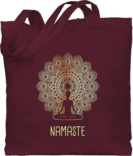 Shirtracer Baumwolltasche - Taschen - Namaste Yoga Chakra Mandala - Unisize - Bordeauxrot - tasche joga fans jutebeutel mit meditation jutetasche geschenke totebag für jutesäckchen alles stoffbeutel
