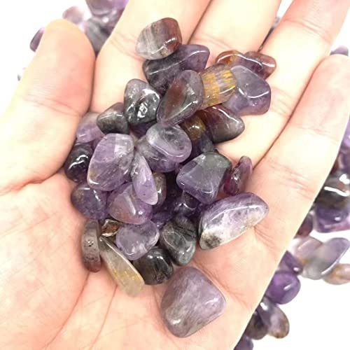 AZOOB 100 g 9 mm-12 mm Bunte getrommelte -Sieben-Quarzsplitter-Kies-spirituelle Steingeschenke ERTEYIN