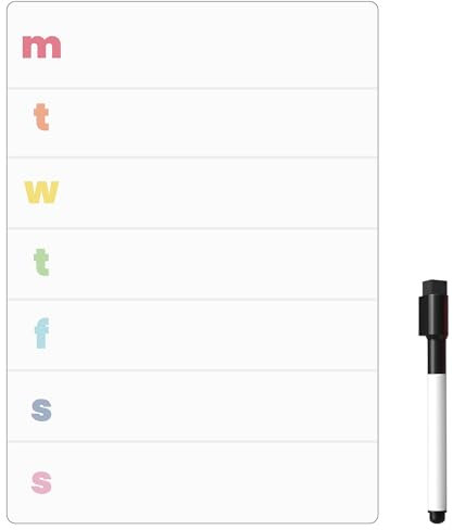 TMS Magnetic Weekly Planner and Dry Wipe Pen | Mini Whiteboard Fridge Magnet | Meal Planner for Home, Kitchen, Office Notes or Daily Reminders (A5 (21 x 15cm))