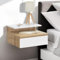 IDMarket - Lot de 2 Tables de Chevet murales TOMI 1 tiroir + 1 Tablette étagère Suspendue + 1 Tablette façon hêtre et Blanc
