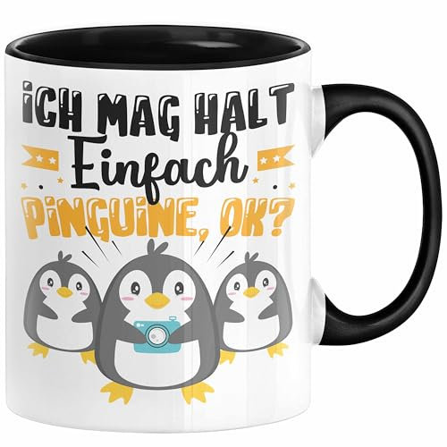 Pinguine Geschenk Tasse Mädchen Geschenkdiee Pinguin-Liebhaberin Ich Mag Halt Einfach Pinguine Ok (Schwarz)