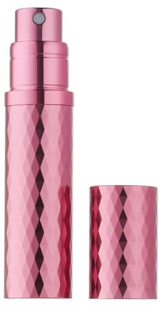 Aurdox Perfume Atomiser, Refillable & Travel Size Perfume Bottle with Bottom Pump, Leaking Proof, Luxurious Diamond Design, Mini Small Spray Bottles for Women and Men, 5ml (Rose Red)