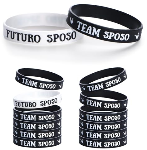 BETESSIN 12pz Bracciale Addio al Celibato Gadget Bracciale Futuro Sposo Team Sposo Accessori Groom To Be Uomo Nero per Festa Matrimonio Nozze Fidanzamento