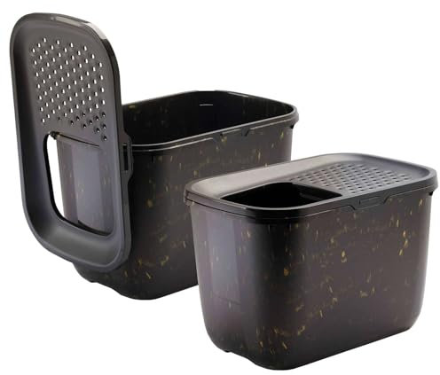 2er Sparpack Katzentoilette HOP IN Einstieg von Oben Schwarz-Marmor-Gold