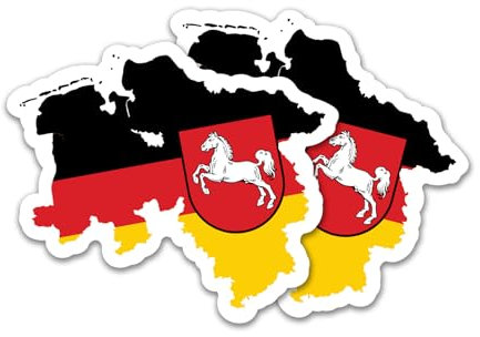 Finest Folia 2er Set Länder Silhouetten Aufkleber Länderaufkleber Bundesland Flagge Sticker für Auto Fahrrad Motorrad Modellblau selbstklebend wetterfest R215 (38 Niedersachsen)