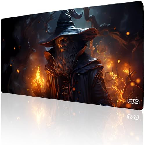 Tilt Schreibtischunterlage 100x50 cm Gaming Mauspad XXL | Rutschfester Mousepad Groß für Schreibtisch und PC Gadgets | Wasserdichter Desk Mat (Fiery Mage)