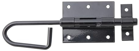 Alberts 863296 Bolzen-Schlossriegel | mit befestigter Schlaufe | schwarz kunststoffbeschichtet | Platte 80 x 66 mm | Bolzen Ø11,5 x 200 mm | 10er Set
