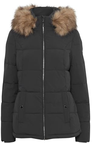 fransa FRMARNA Damen Winterjacke Parka Damenjacke Jacke Reißverschluss Kapuze mit Kunstfell regular fit, Größe:M, Farbe:Phantom (194205)
