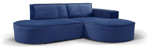 Kaiser Möbel, Sofa L-Form, Ecksofa, Modena, Designer L-Form Sofa, Modern Design Couch, Polsterecke, Freistehend -Soft Dunkelblau Rechts
