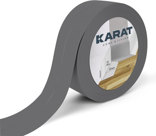 KARAT Weichsockelleiste 19 x 19 mm, Grau 25 m - selbstklebende Rückseite - Sockelleiste aus PVC für Küche und Bad, Knickleiste Klebeleisten individuell zuschneidbar, Fugendichtungsband (Riga)