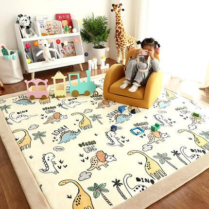 Dmkjdzsw Weich rutschfestkorallen Samtmatte,KinderBodenmatte,Krabbelmatte,Tatami-Yogamatte,Verschiedene Motive Und GrößenTeppich,Pflegeleicht-I-60 * 100cm