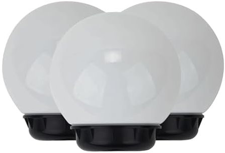 MeLiTec Solar Gartenleuchte SO16-2, 3er Set, 15 cm weiße Kugel, 2 bernsteinfarbene LEDs, bis zu 5 Stunden Leuchtdauer, inkl. Akkus & Erdspieß