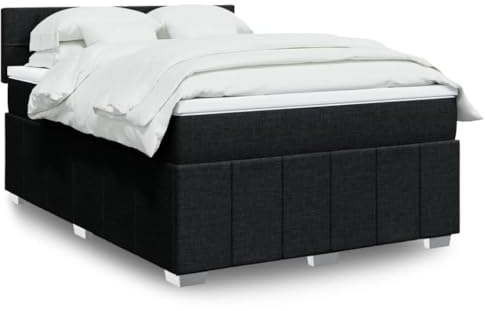 vidaXL Boxspringbett mit Matratze Schwarz 140x200 cm Stoff