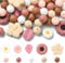 UR URLIFEHALL 100 Pcs 12 Styles Silicone Beads Flower Leaf Round Shaped Beads Rubber Spacer Beads for Pens Bagchain Keychain Jewellery Crafts