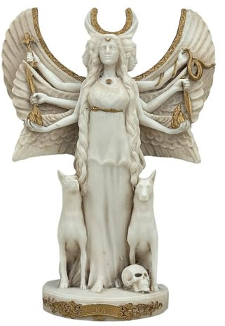 Hecate Dreifache Göttin der Magie Nachtmond griechische Skulptur Statue Graue Patina 25 cm