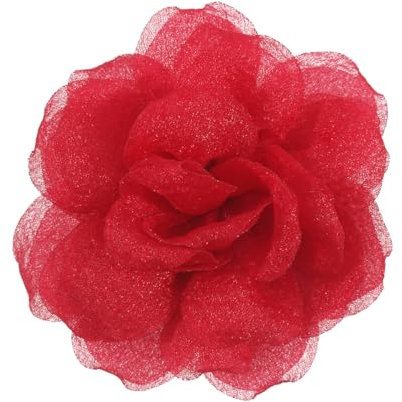 Mecool Fermaglio per capelli con rosa, accessorio per donne, ragazze, matrimoni, rosso (8 cm)