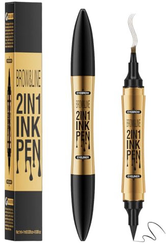 Augenbrauenstift,2 in 1 Flüssiger Eyeliner,Wasserdichter und Schweißfester Augenbrauenstift,Microblading Augenbrauenstift,Wischfest Eyebrow Pencil Kann Leicht Natürliche Augenbrauenform(Dunkelbraun)