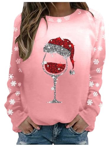 Christmas Sweater Damen Lustiges Rentier Weihnachten Pullover Oversize Damen Weihnachtspullover Fleece Decke Gestreiftes Shirt Damen Weihnachten Hoodies Für Damen Pullover & Strickjacken Für Damen